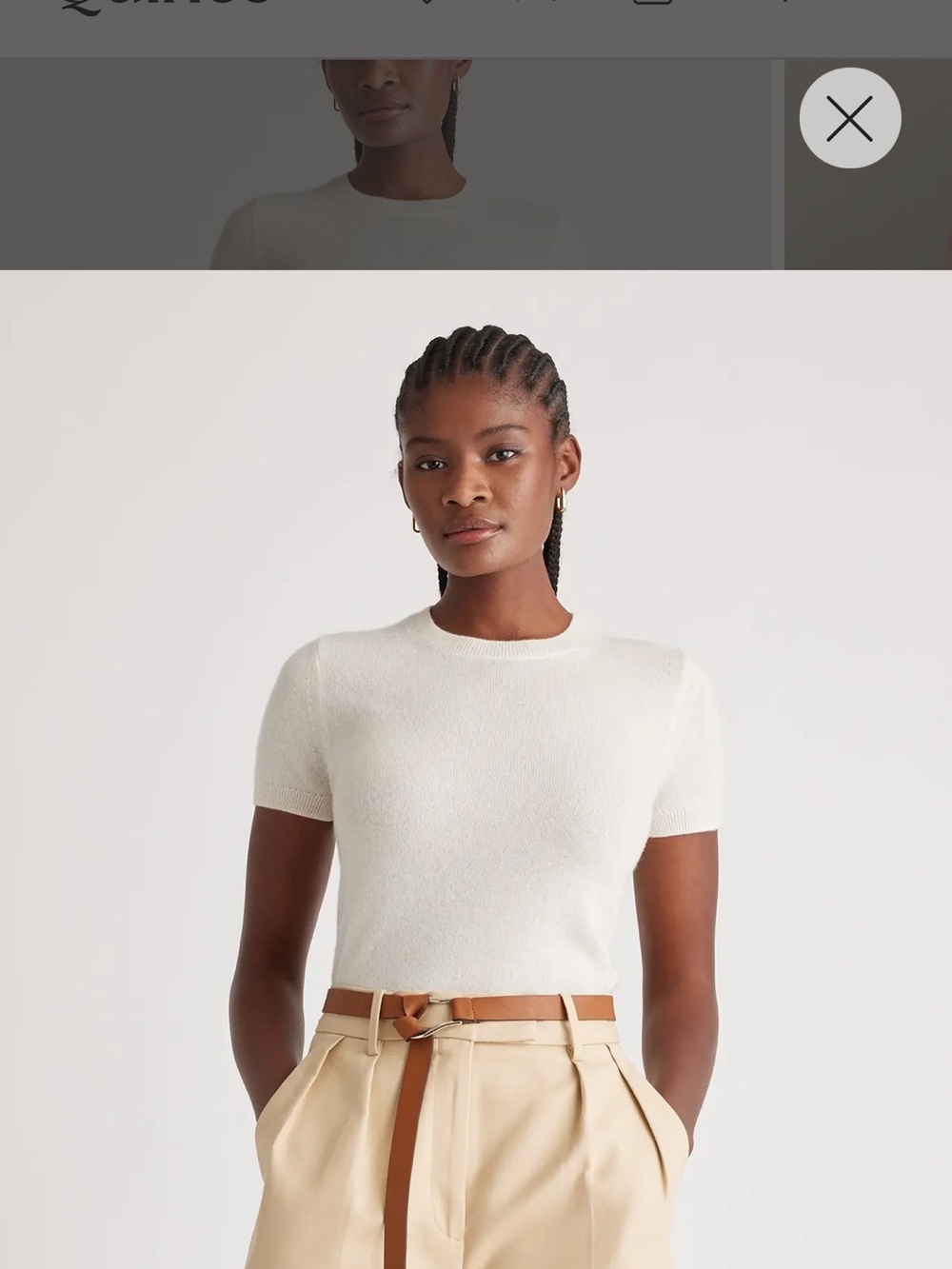 Quince Off-White Short-Sleeve Crewneck Sweater Top